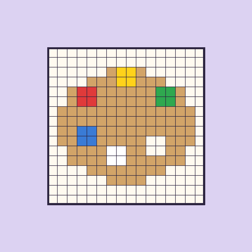 A pixel-art paint palette drawn on a 16 by 16 grid