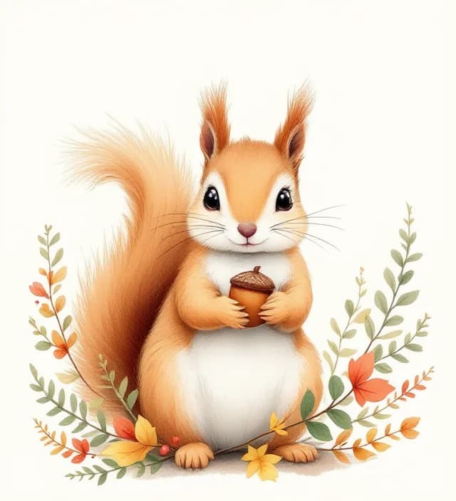 Squirrel holding an acorn