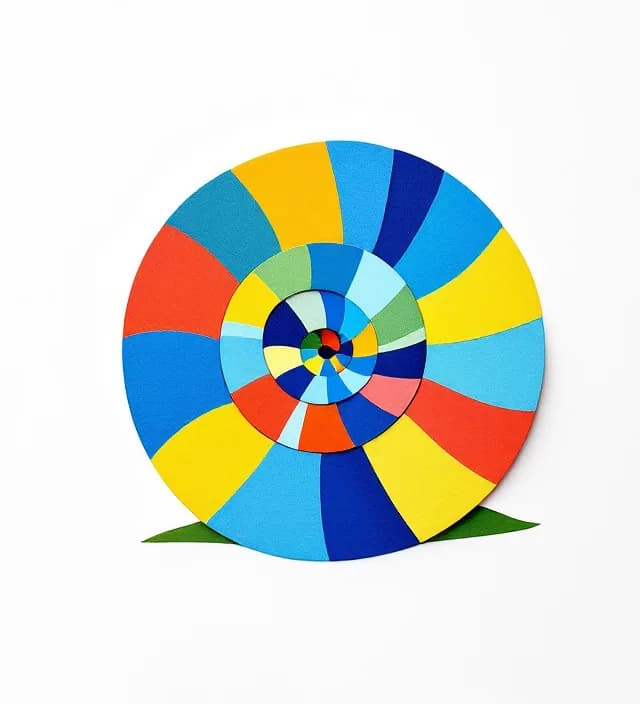 Spiral snail made of coloured paper squares