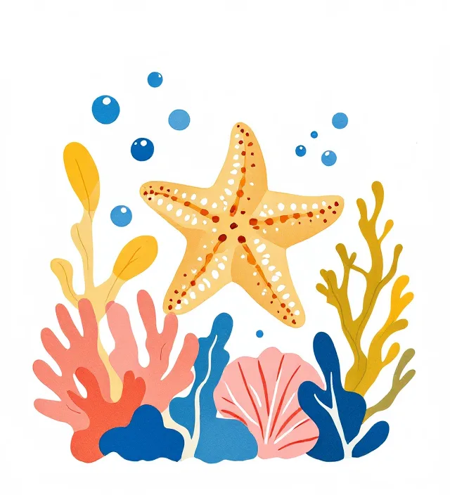 Paper starfish and coral